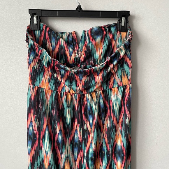 YDE Multi Coloured Abstract Strapless Maxi Dress with Braided Detail Size Medium - Picture 8 of 11